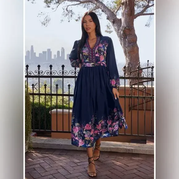 johnny was blue floral dress Johnny Was Zippy Tunic Dress